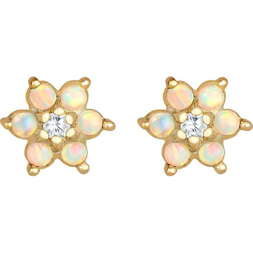 Elli Ohrringe Kinder Blüte Synth. Opal Zirkonia 925 Silber