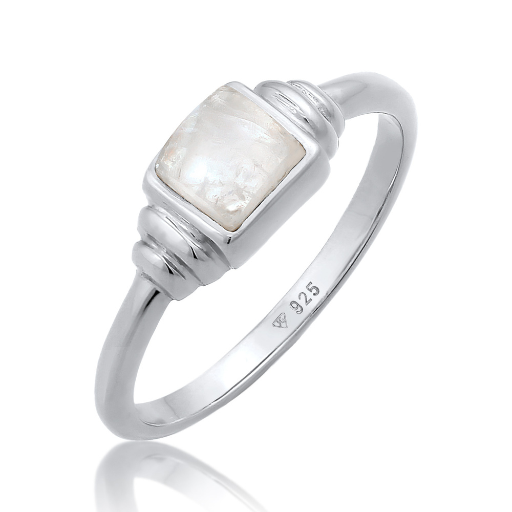 Elli PREMIUM Elli PREMIUM Bague Femmes Carré Vintage avec Pierre de Lune en Argent Sterling 92 Bague