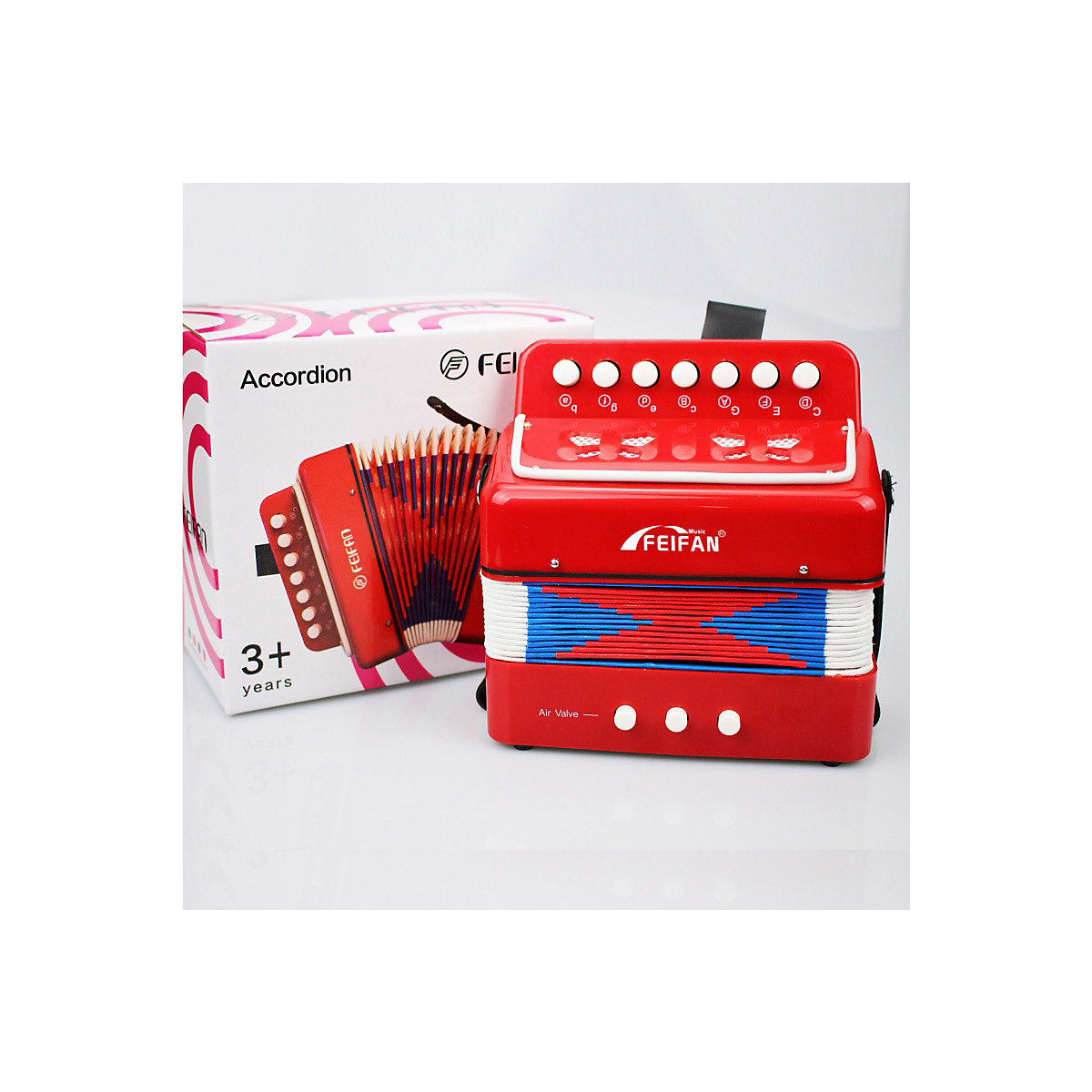 Pädagogisches Akkordeon-Musikinstrument für Kinder mit 7 Tasten 7-Tasten-pädagogisches Kinderakkordeon für Anfänger zum Üben, Musikinstrument