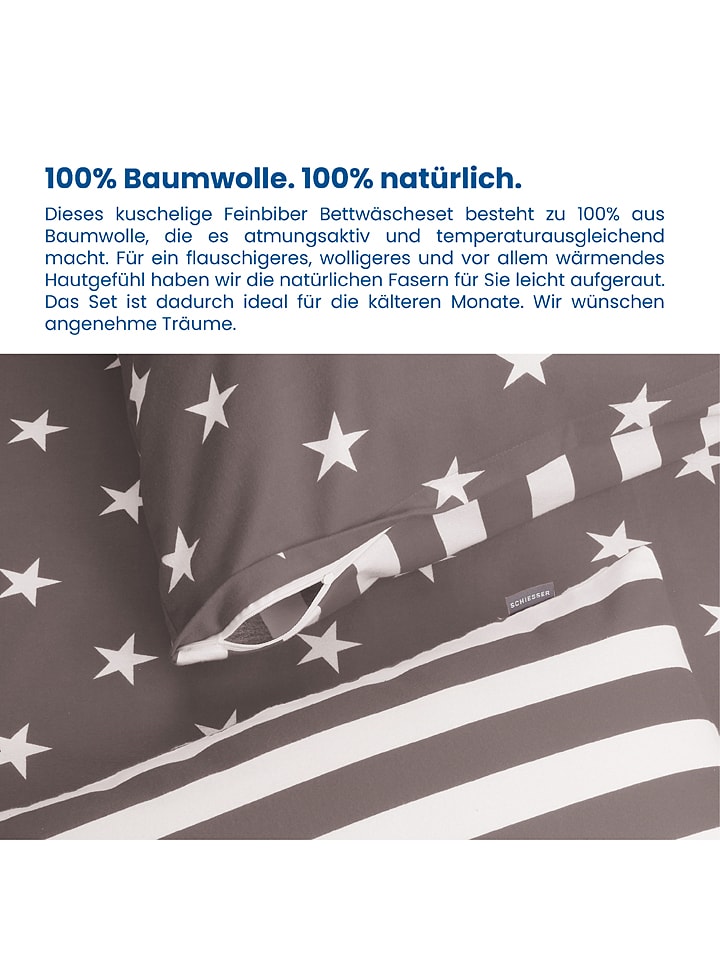 Schiesser Feinbiber-Bettwäsche-Set in Grau günstig kaufen