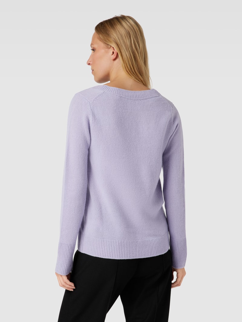 Strickpullover aus Wolle mit V-Ausschnitt in flieder