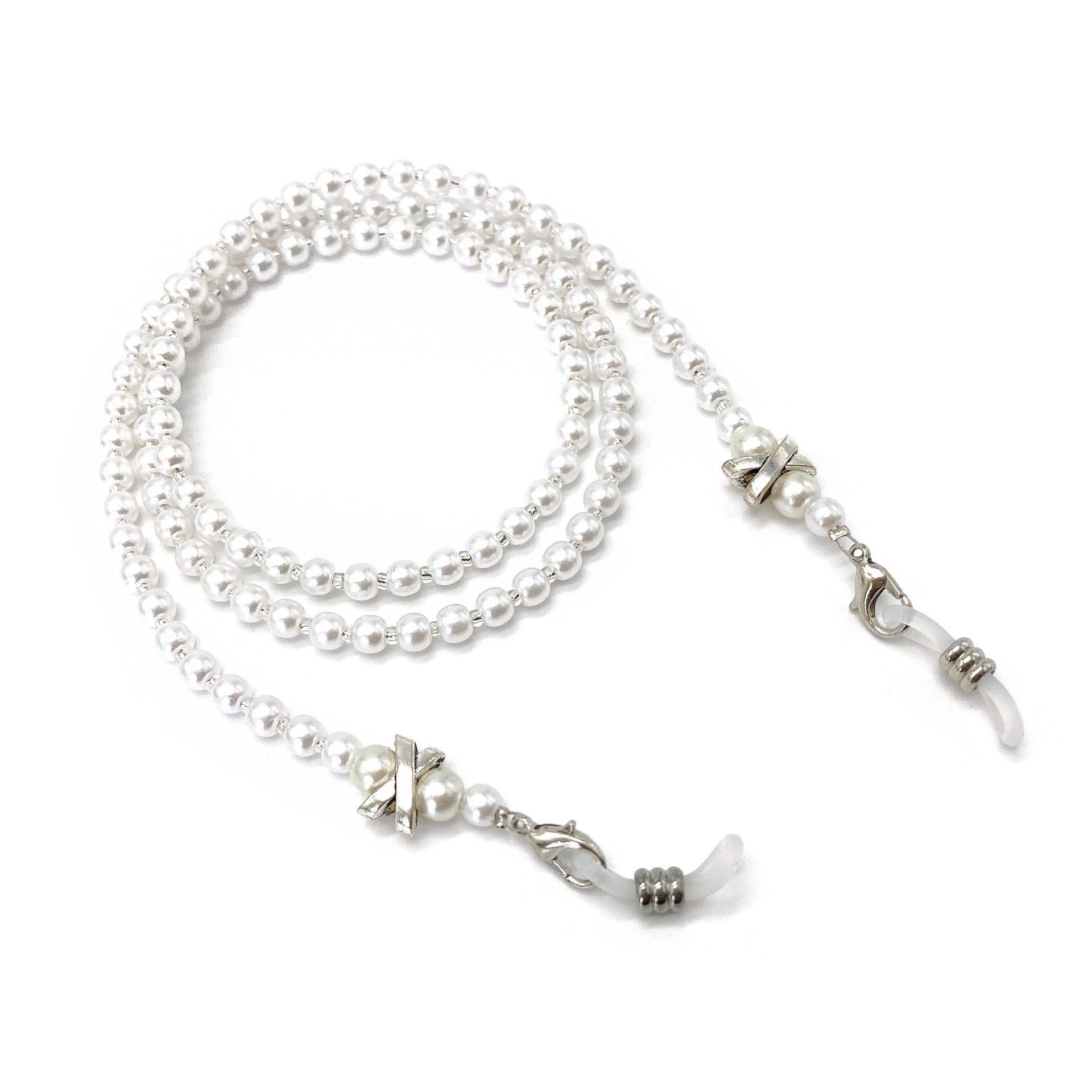 Tapferer Ping Brillenkette 2 Stück Brillen Kette kleine weiße Perlen Halskette Strap