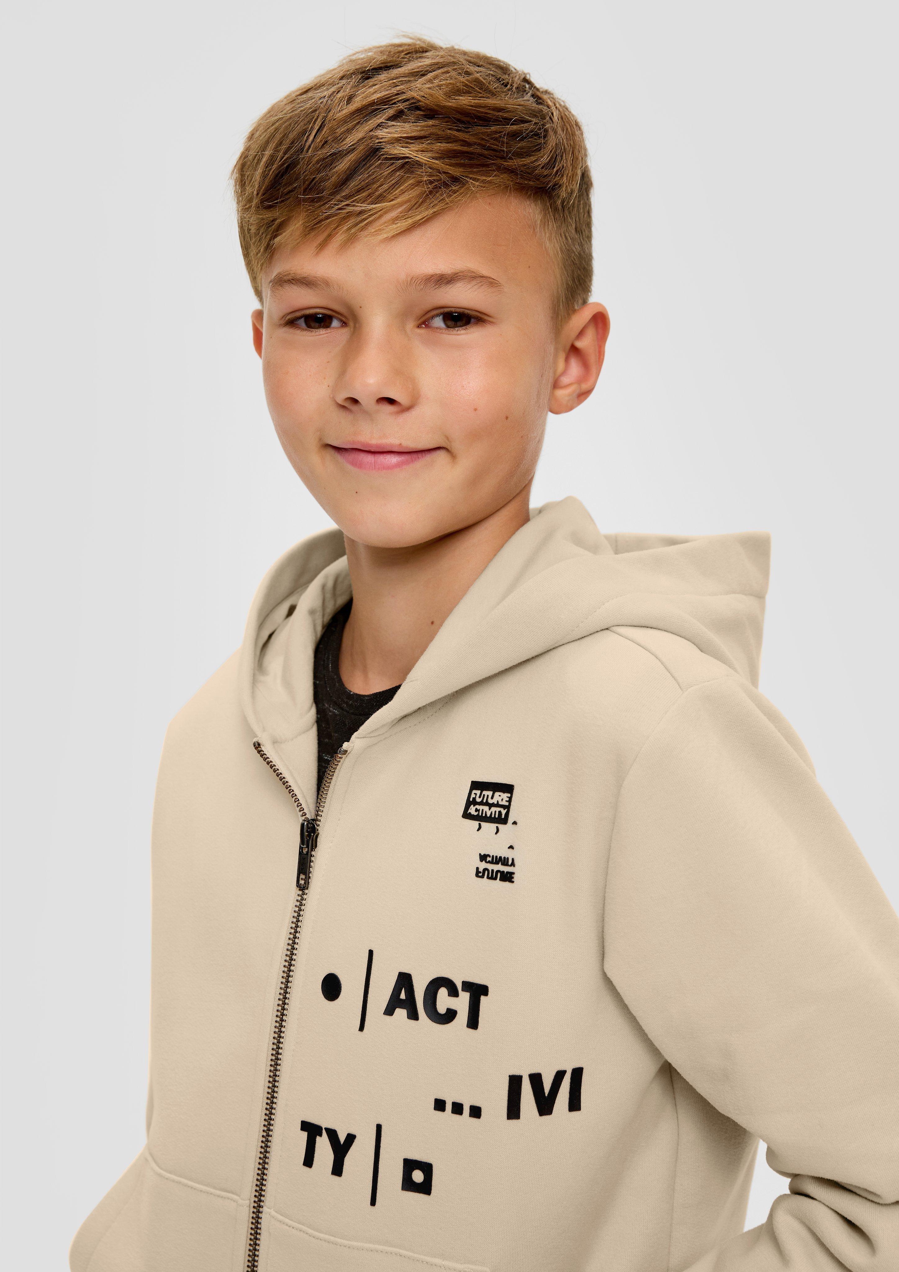 Sweatjacke mit gummierten Schriftprints  2137560-8120