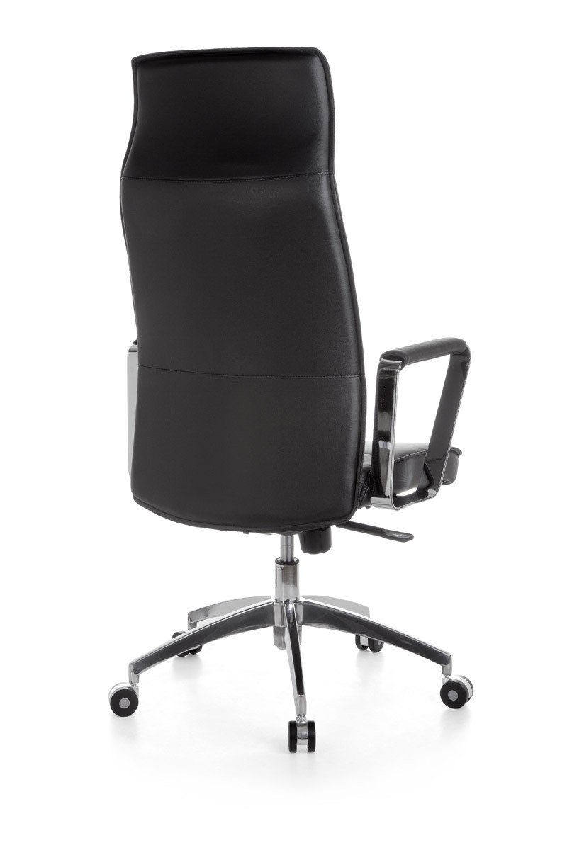 Amstyle Drehstuhl SPM1.137 (Echtleder Schwarz, Bürostuhl XXL 120 kg Modern), Schreibtischstuhl Drehbar, Chefsessel mit Armlehne