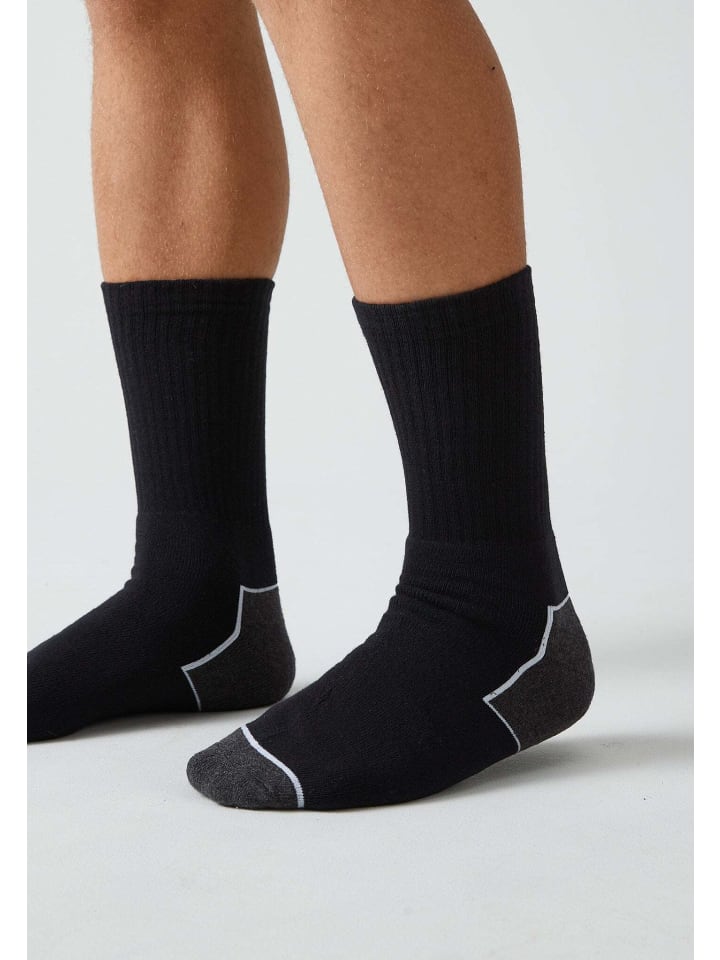 SNOCKS Arbeitssocken aus Bio-Baumwolle 2 Paar in Schwarz/Weiße Akzente günstig kaufen 47-50