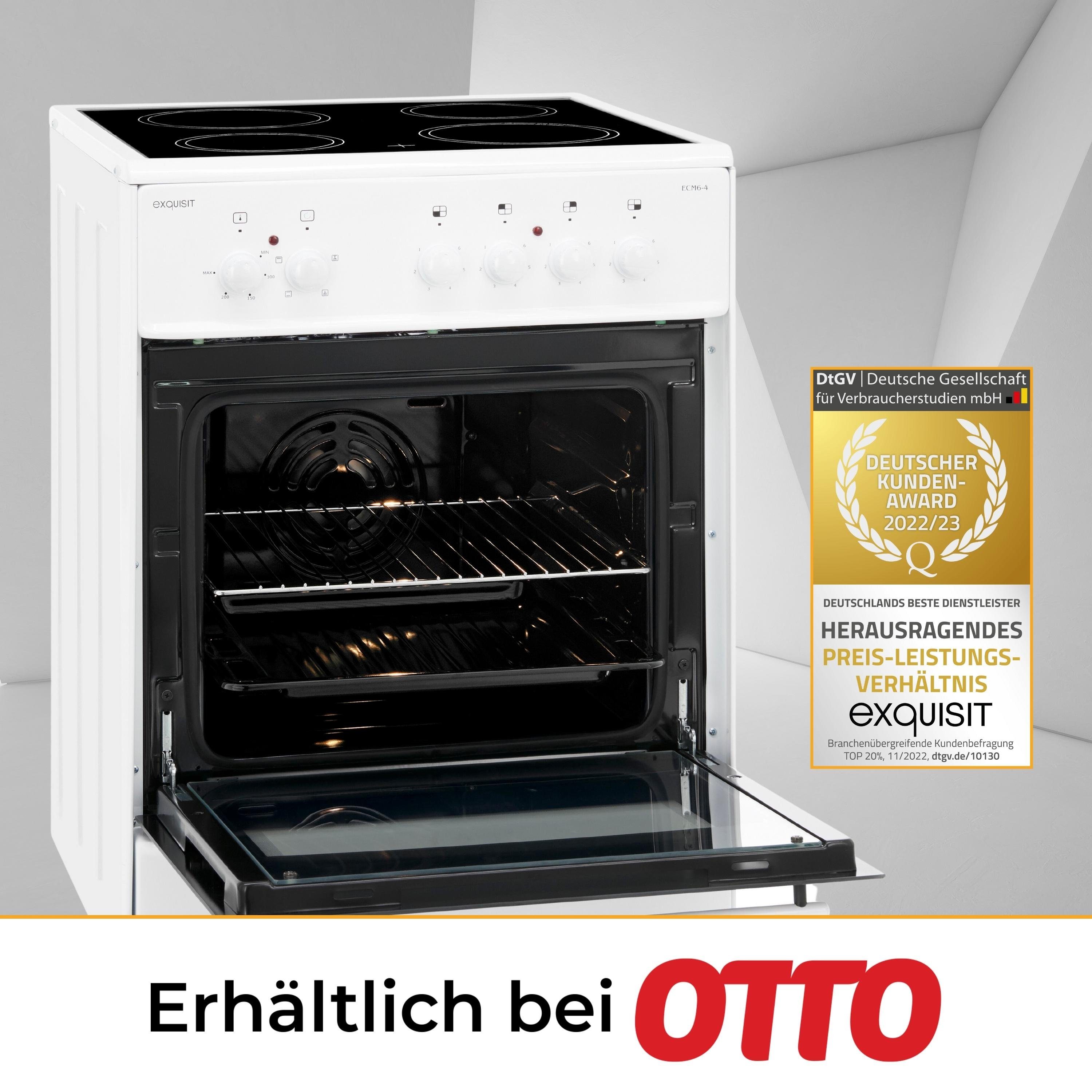 exquisit Elektro-Standherd ECM 6-4, inkl. ausziehbarer Geschirrwagen, klassisches Design, Umluft