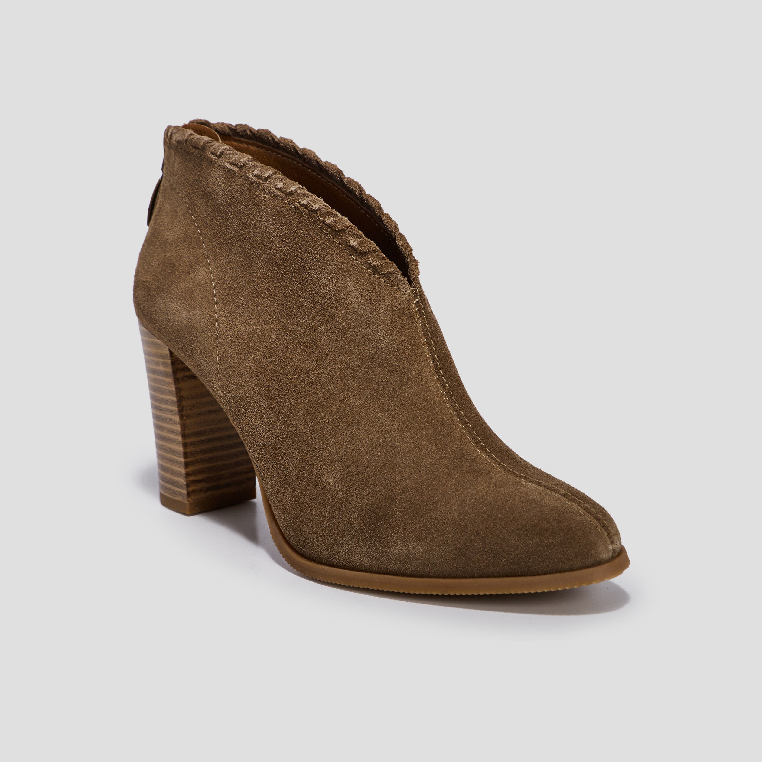 Bottines à talons en cuir taupe femme | La Halle