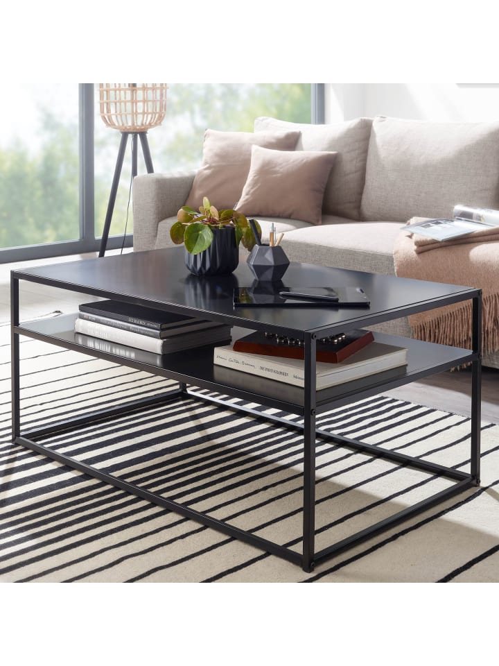 KADIMA DESIGN Couchtisch 100x60x45 cm Metall Wohnzimmertisch Industrial , günstig kaufen onesize