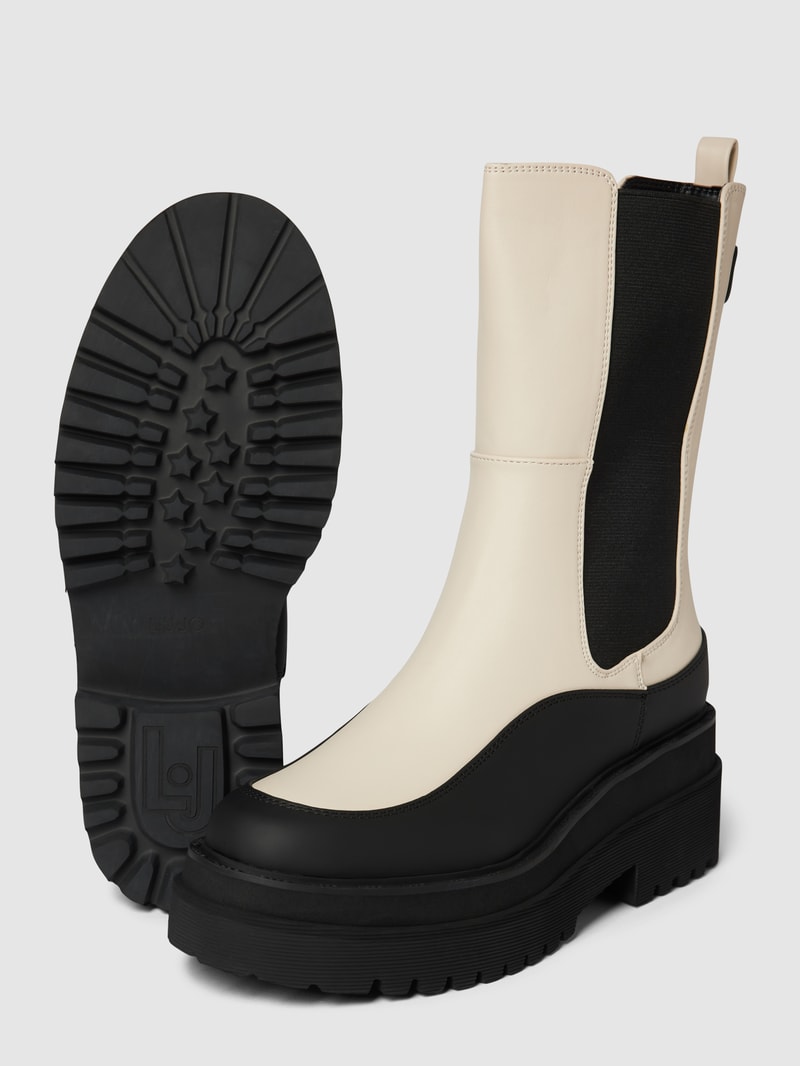 Chelsea Boots mit Kontrastbesatz Modell 'PURPLE' in offwhite