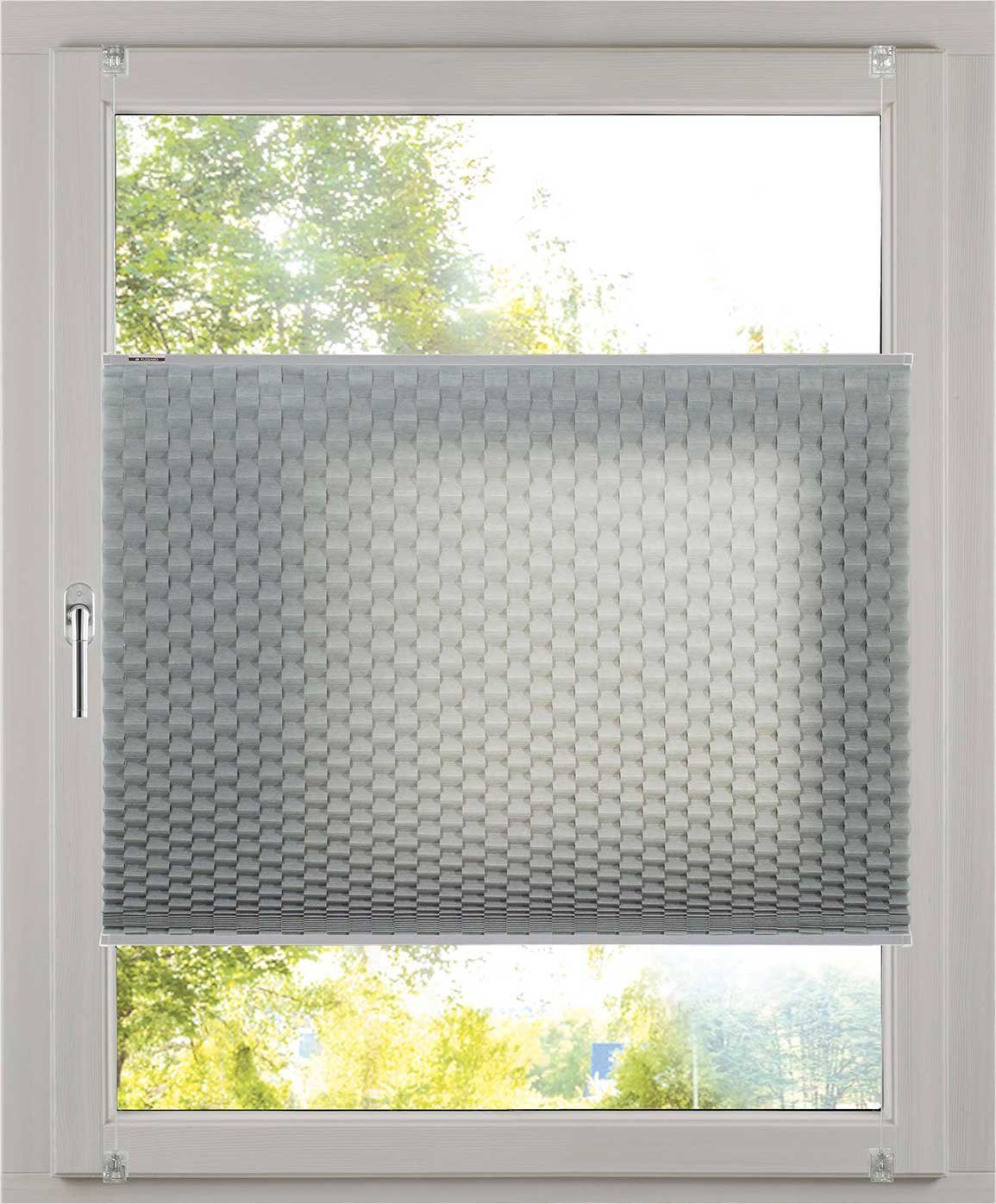 Plissee Diamantplissee von K-home, Einzigartiger 3D-Effekt, K-HOME, Anbringung mittels Klemmträgern oder Klebepads, Klemmfix, 3D-Effekt