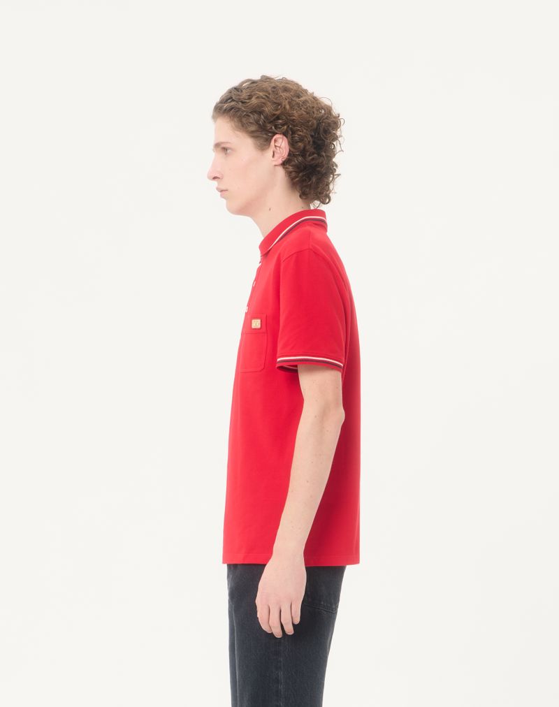 Polo shirt van katoenen piqué met V-logo patch