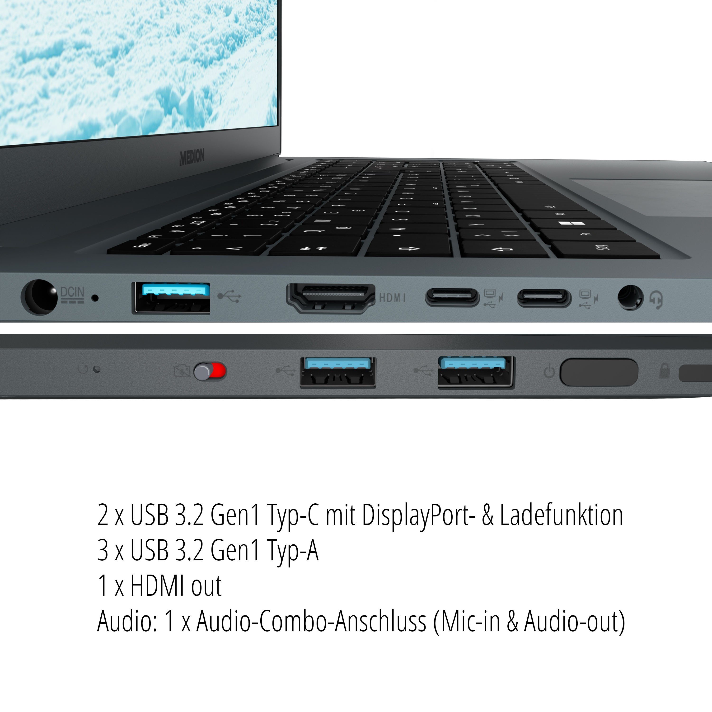 Medion® P17619 Notebook (43.9 cm/17.3 Zoll, Intel Core i5 13420H, Nvidia GeForce MX550, 1000 GB SSD, Full-HD Display, 16GB, Windows 11, MD62554)