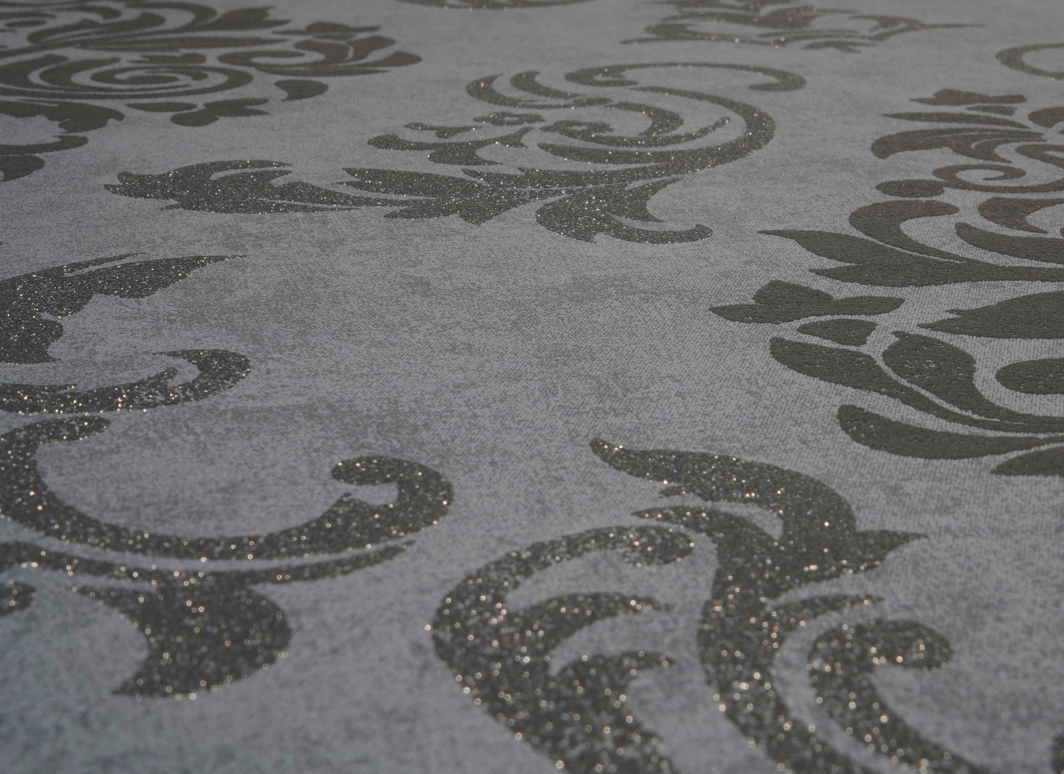 living walls Vinyltapete Pop Up Panel 3D, aufgeschäumt, Barock, Panel Ornament Barock Tapete Selbstklebend 2,50m x 0,52m Schwarz Grau