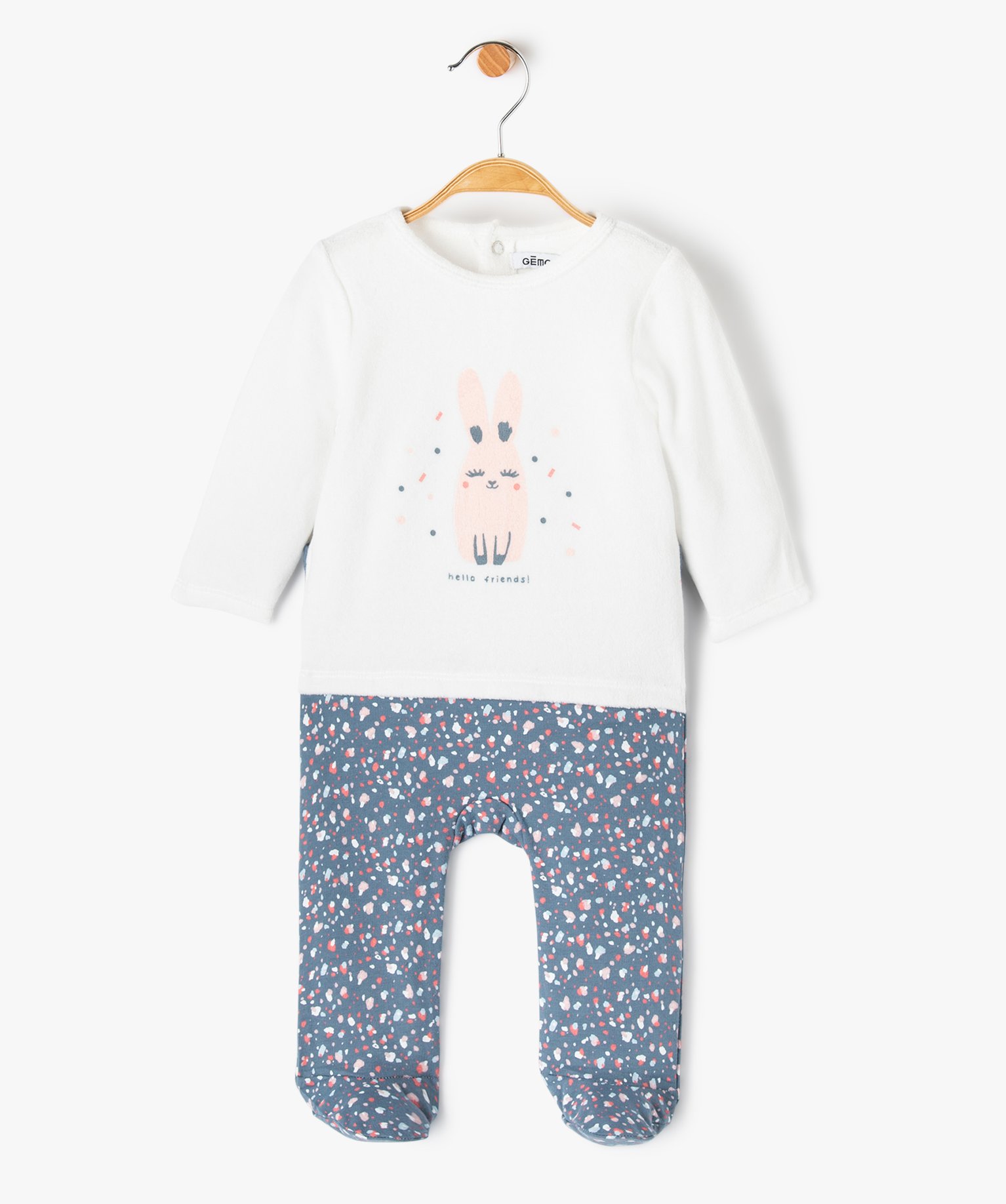 Pyjama bébé bimatière à pont-dos pressionné ecru | GEMO