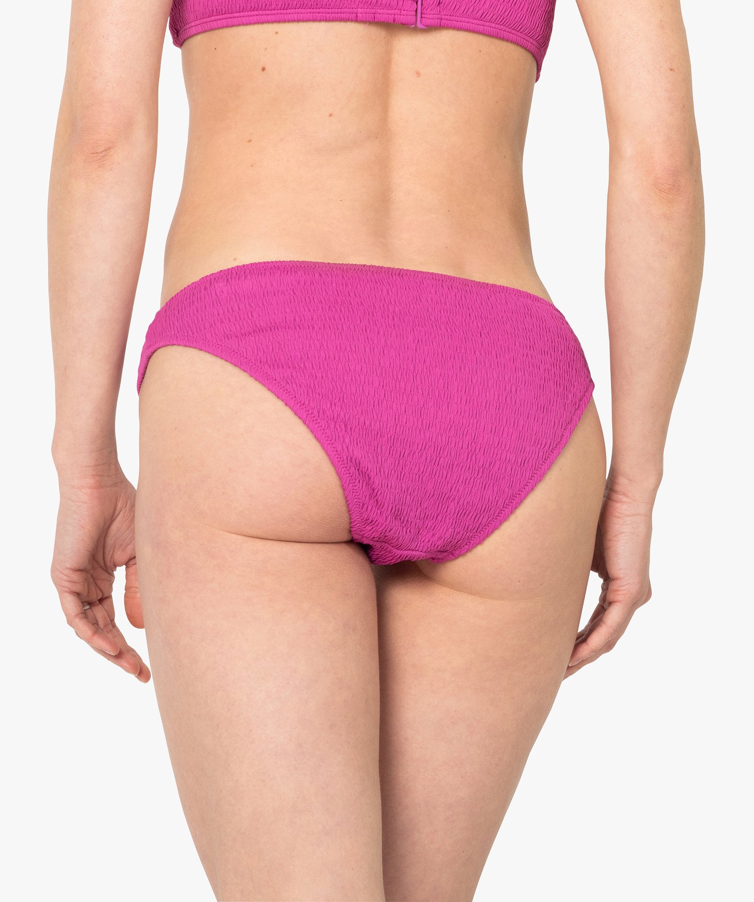 Bas de maillot de bain femme forme slip en maille gaufrée rose | GEMO