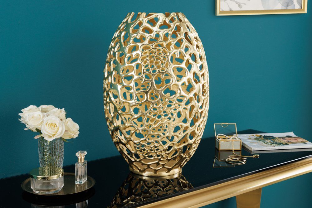 riess-ambiente Dekovase ABSTRACT LEAF 50cm gold (Einzelartikel, 1 St), Wohnzimmer · Handmade · Metall · Vase · Gold-Optik · Schlafzimmer