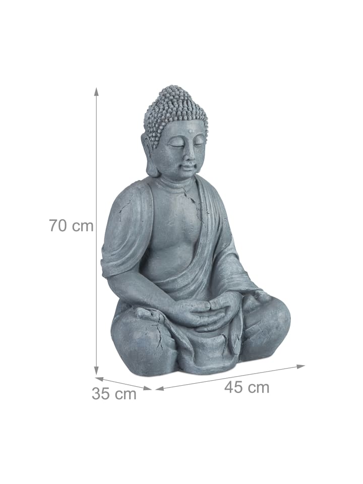 relaxdays Buddha Figur in Hellgrau - (H)70 cm günstig kaufen onesize