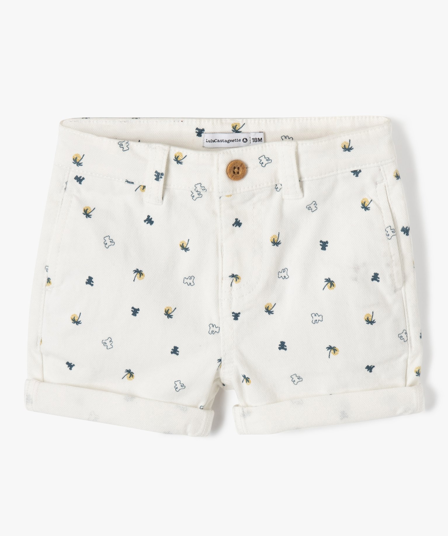 Bermuda bébé Garçon en coton stretch imprimé - LuluCasta... ecru | GEMO