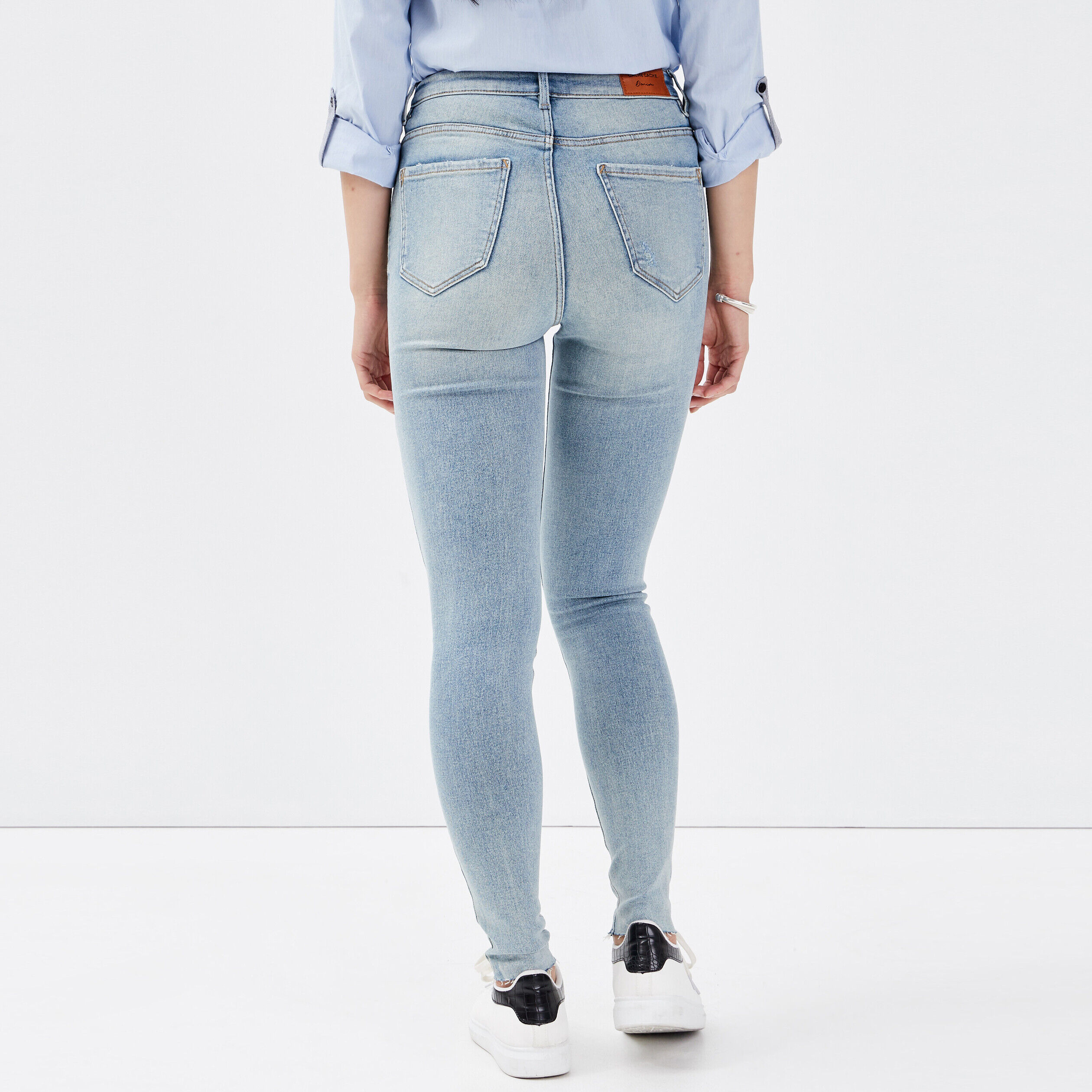 Jeans skinny taille haute denim bleach femme | Cache Cache