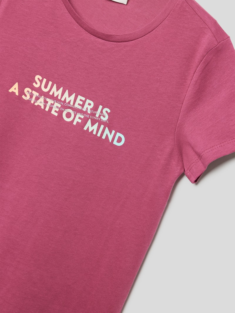T-Shirt mit Statement-Print in fuchsia