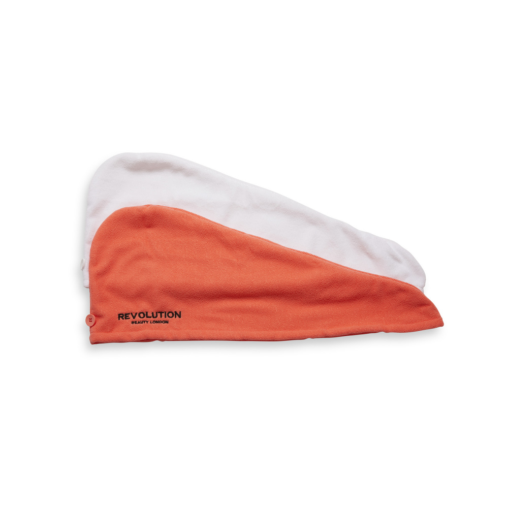 revolution hair Revolution Hair 2pk Microfibre Hair Wrap White/Coral Wrap cheveux