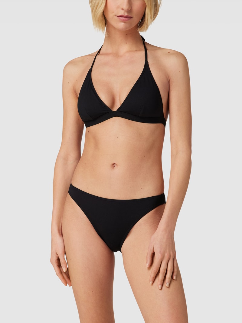 Bikini-Oberteil mit Strukturmuster und Schnürung in schwarz
