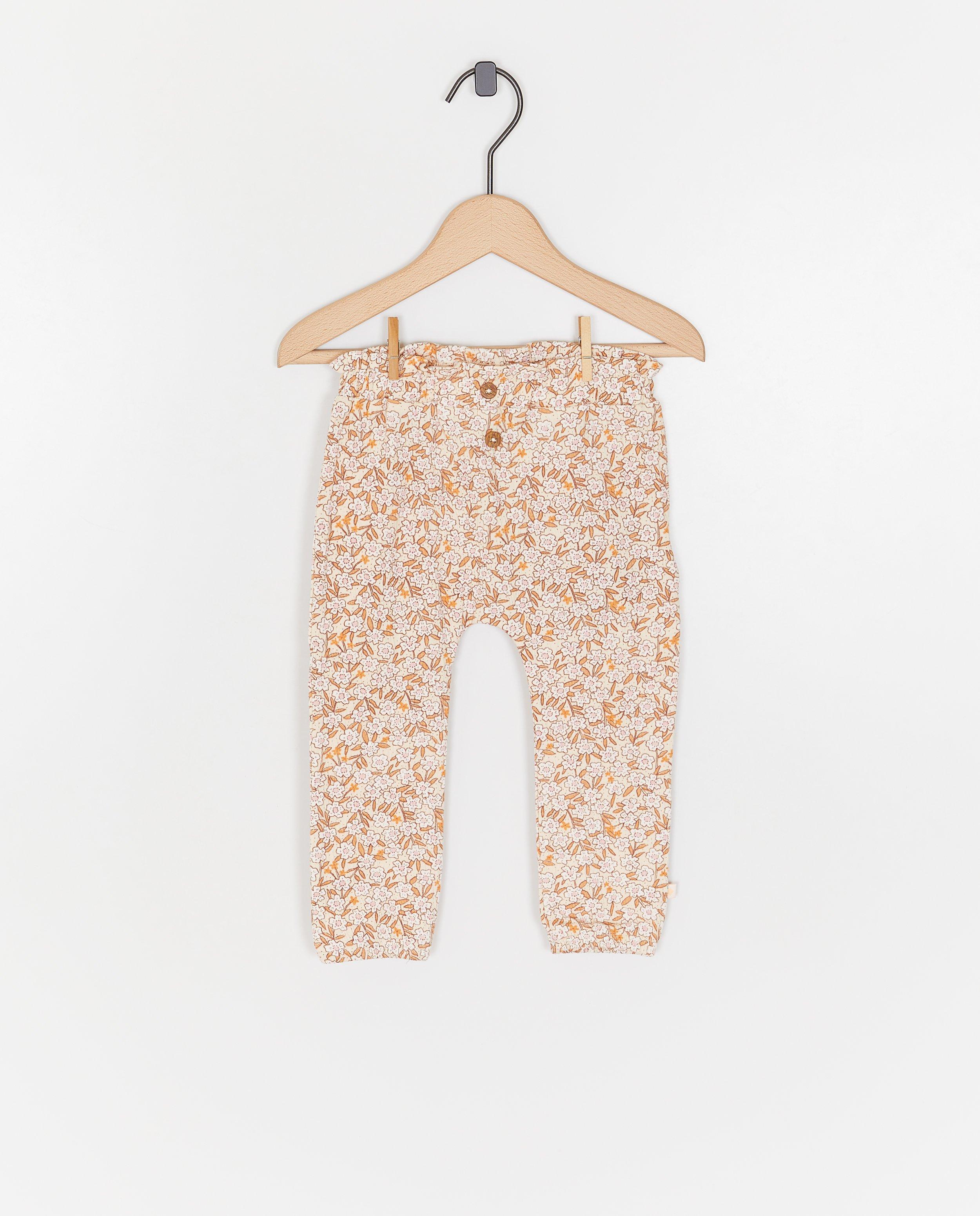 Pantaloni Feetje cu imprimeu floral portocaliu deschis