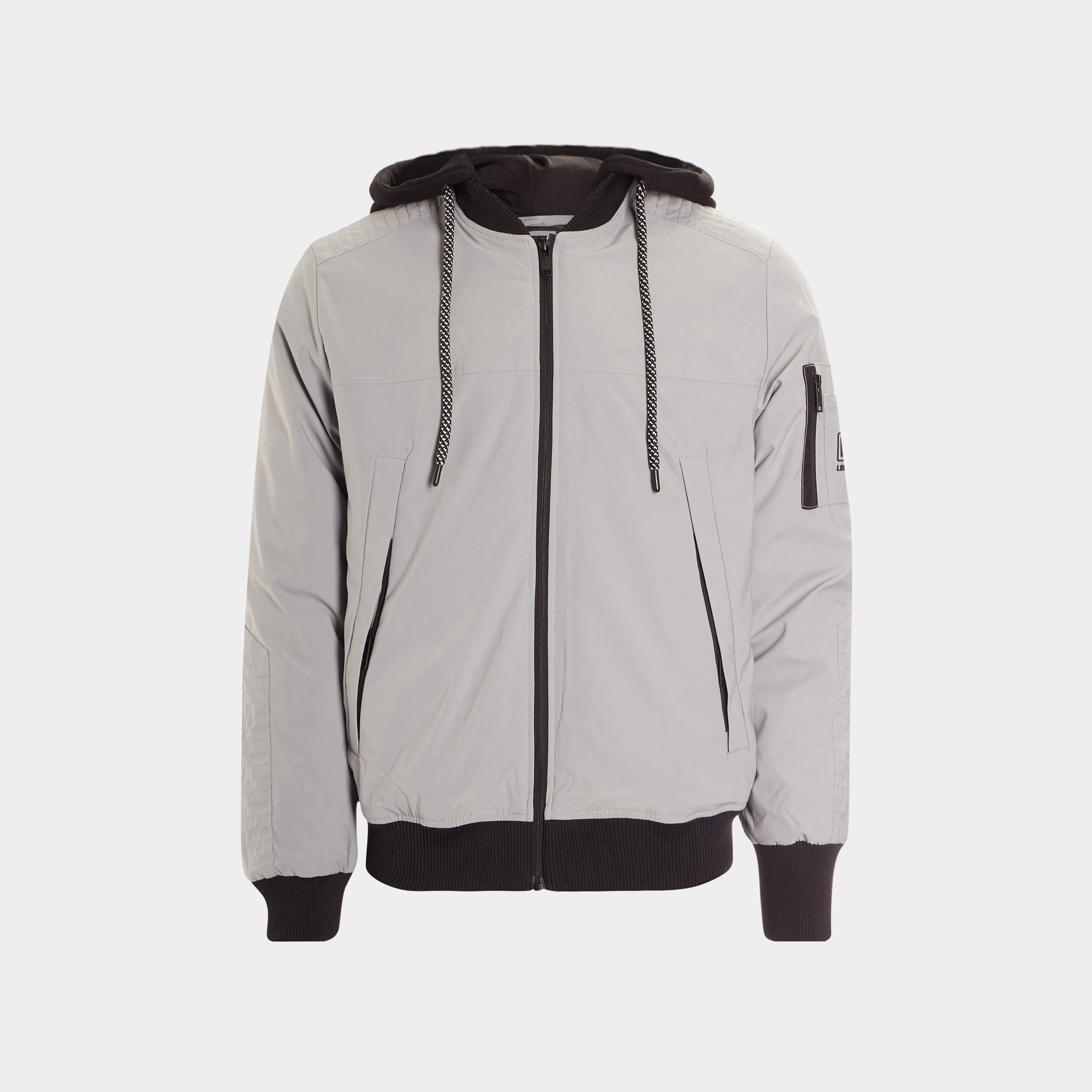 Veste bomber droite à capuche amovible gris clair garçon | La Halle