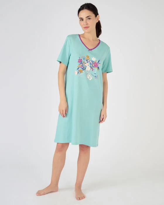 Lot de 3 chemises de nuit en pur coton peigné, 2 statures