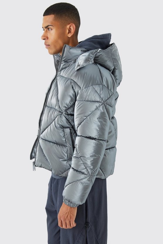Kastige Metallic Steppjacke