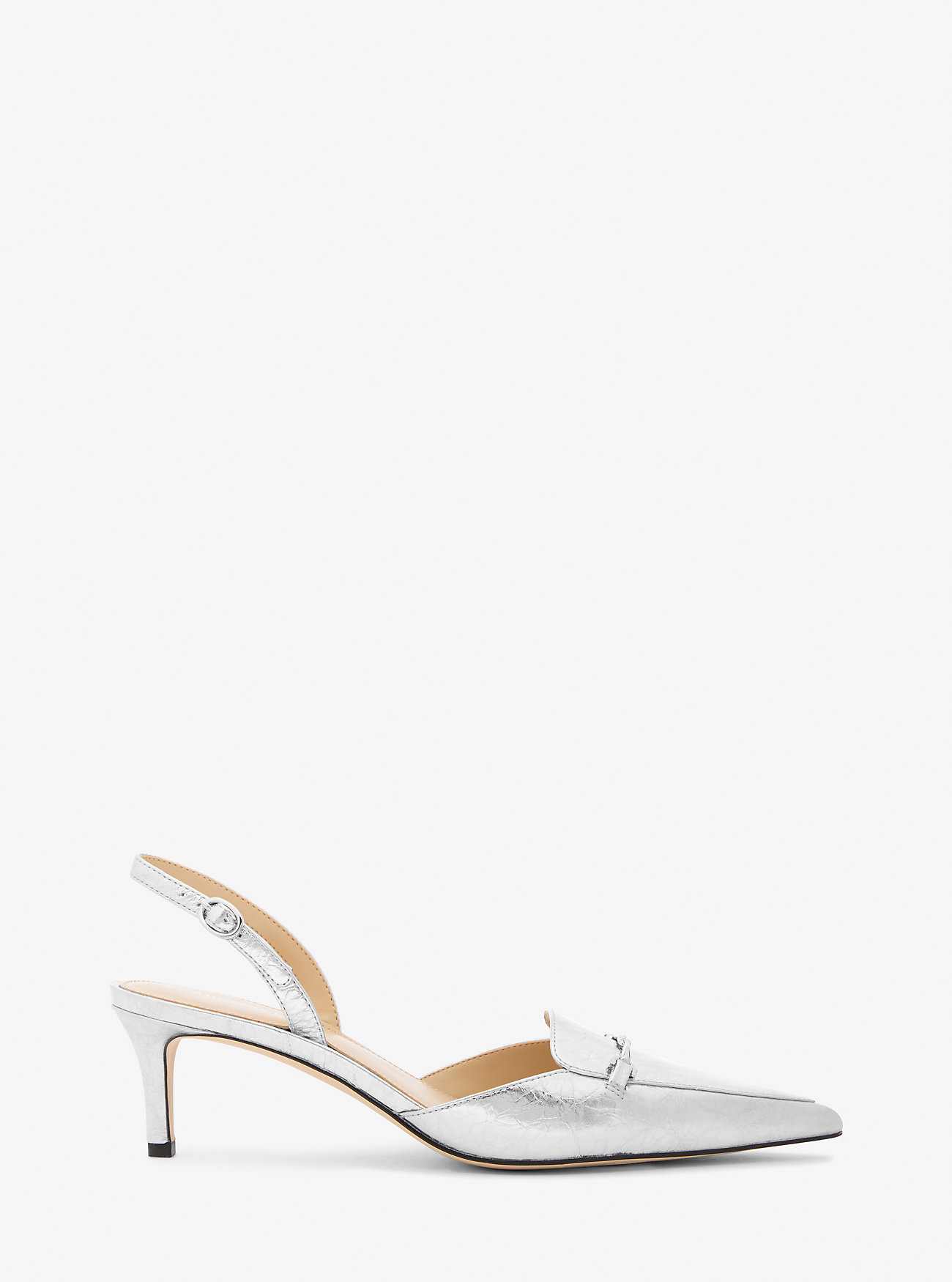 Lena Krakkelert Metallisk Slingback-pumps i Lær - SØLV