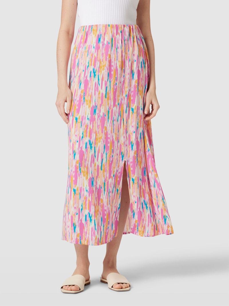 Maxirock aus reiner Viskose mit Allover-Muster Modell 'Joella' in pink