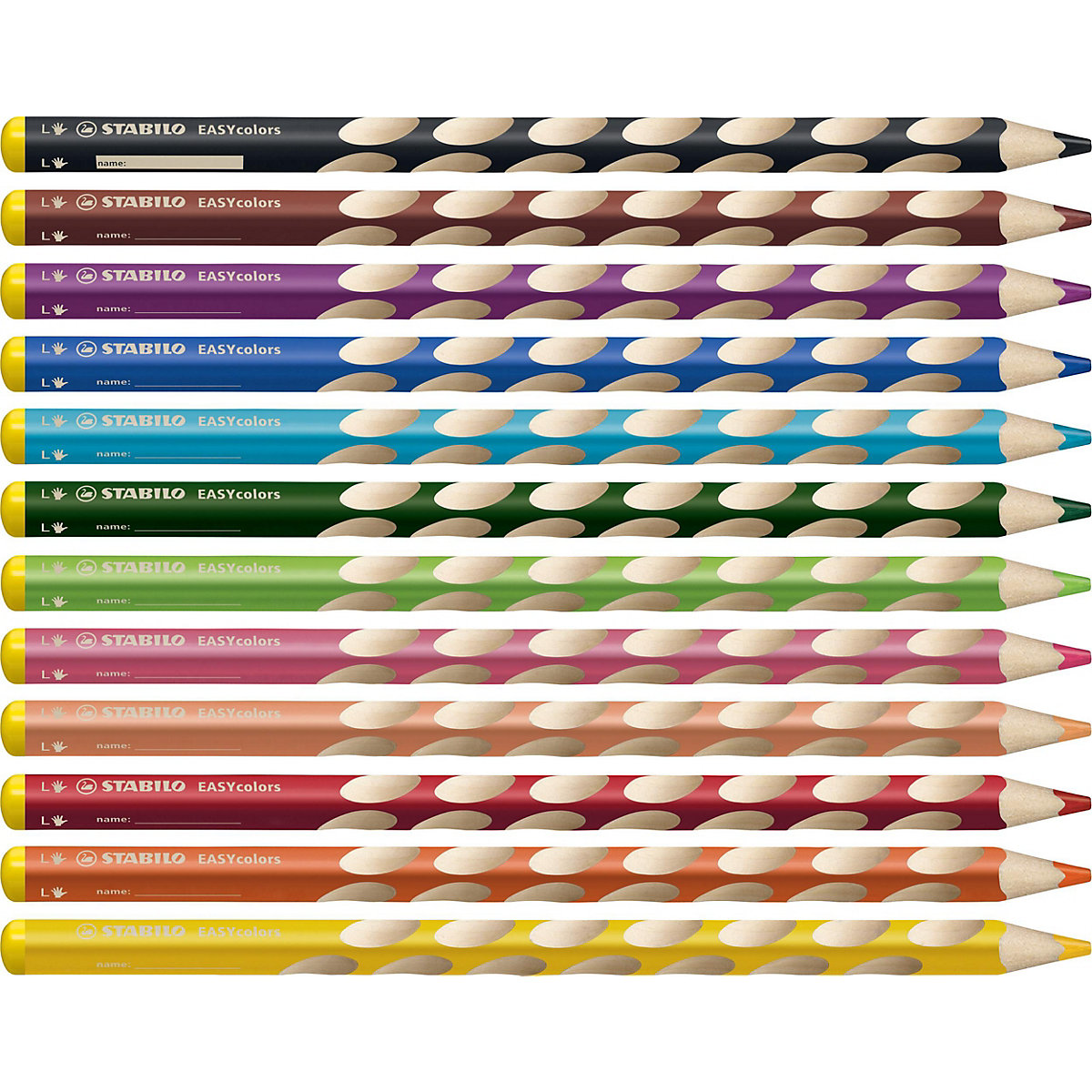 Buntstifte EASYcolors Linkshänder, 12 Farben, inkl. Spitzer