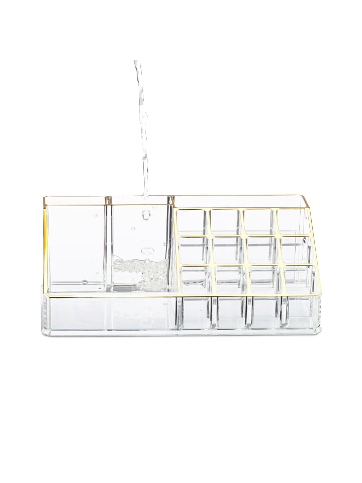 relaxdays Kosmetikorganizer in Transparent/Gold günstig kaufen onesize