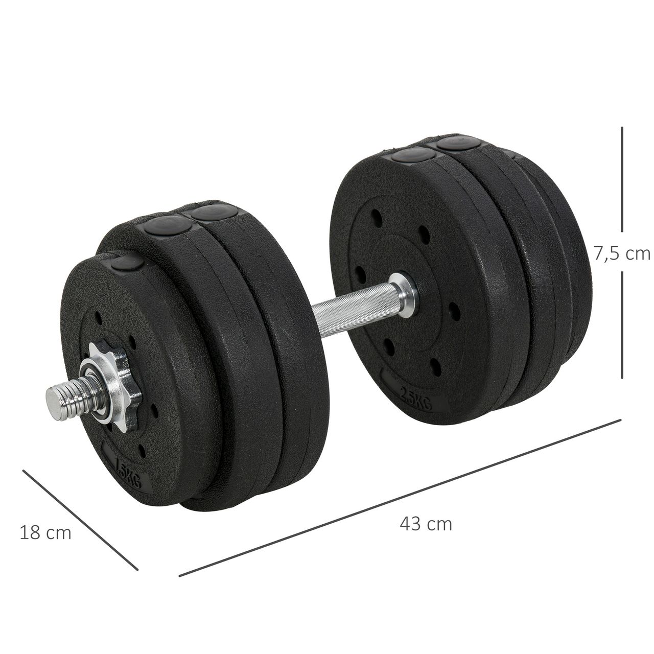 HOMCOM Kurzhantel Set 30KG Hantelset mit Hantelscheiben für Zuhause Schwarz Krafttraining