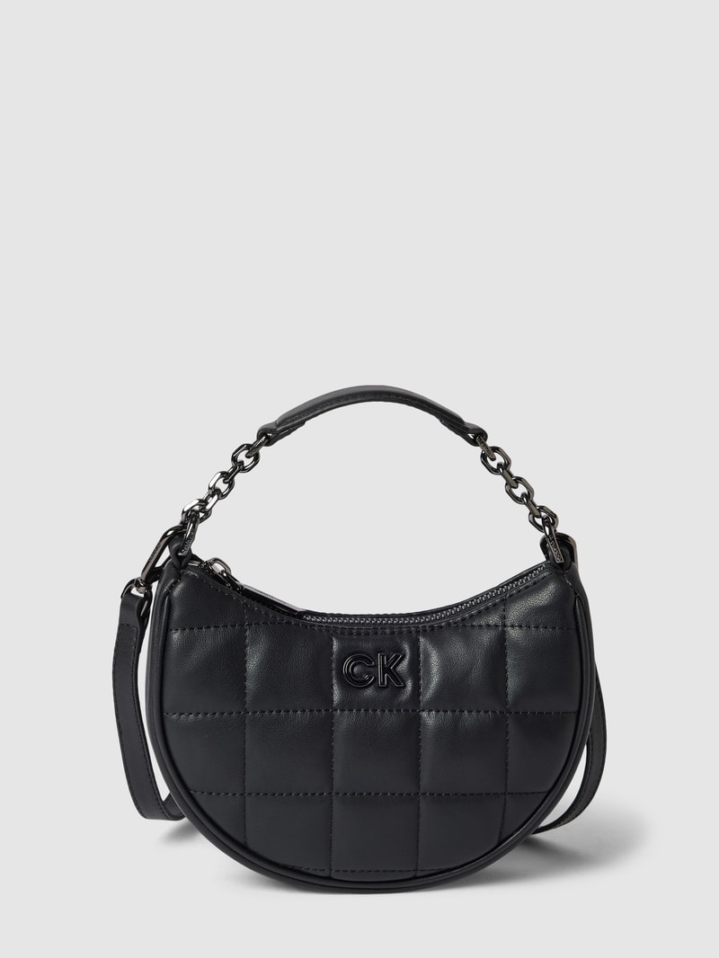 Hobo Bag mit Label-Applikation Modell 'LOCK QUILT' in schwarz