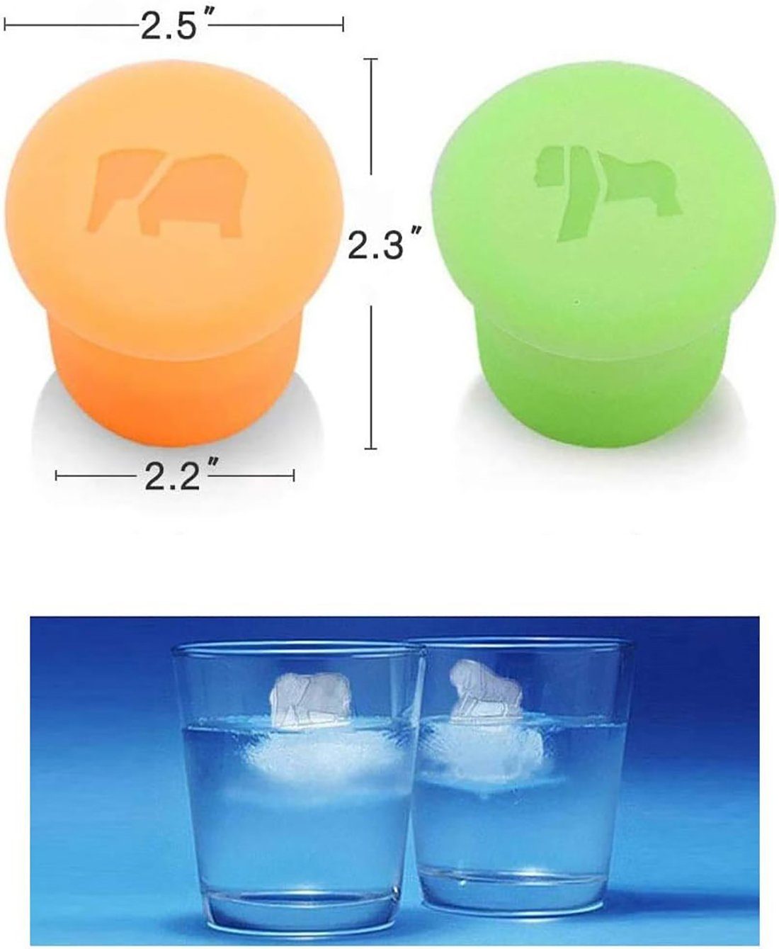 EBUY Eiswürfelbehälter Tier Eiswürfelschale Silikon Elefant Orang-Utan umweltfreundlich, Silikon, (2-tlg)
