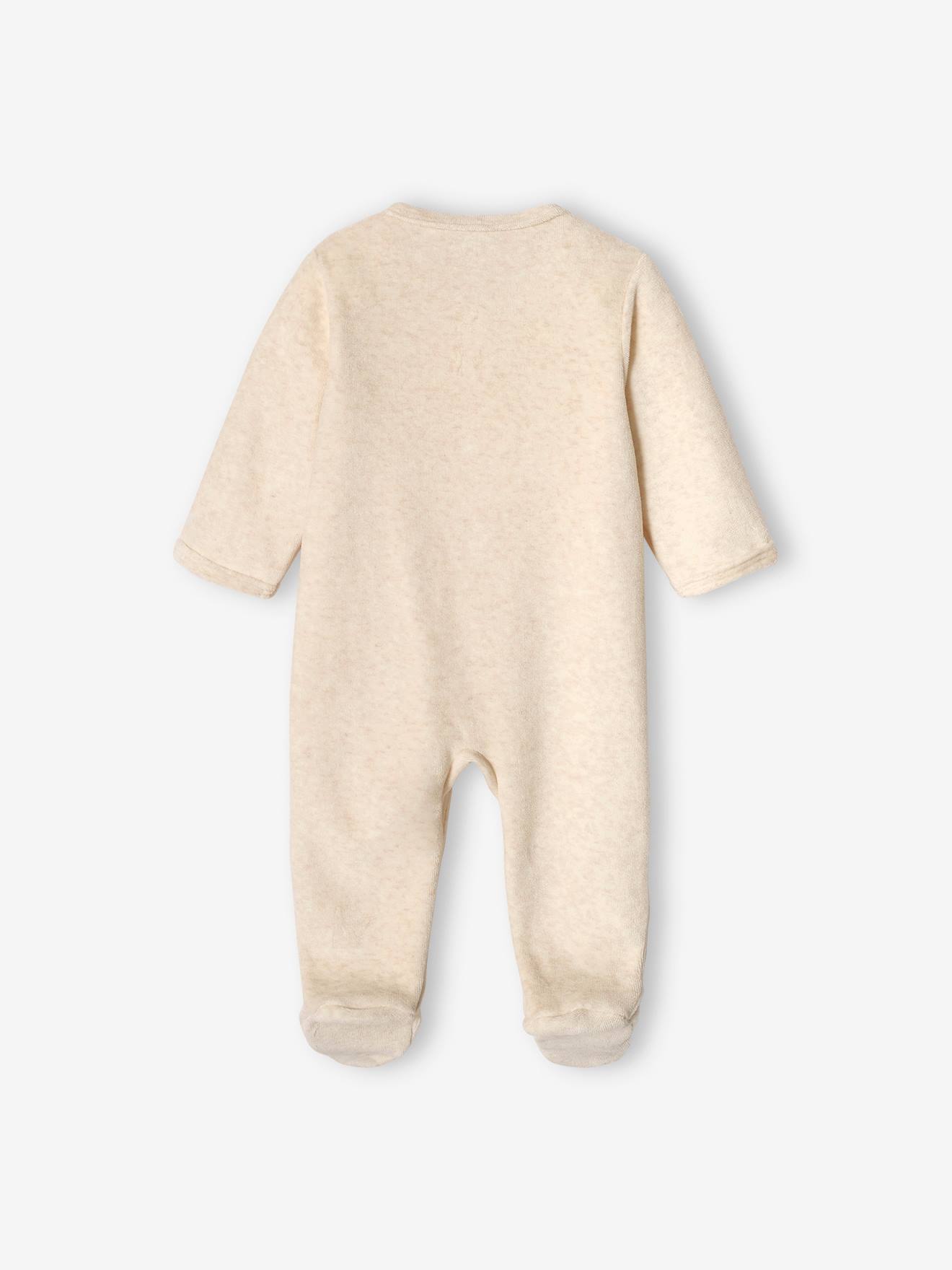 Vertbaudet Baby Samt-Strampler Oeko-Tex - beige meliert