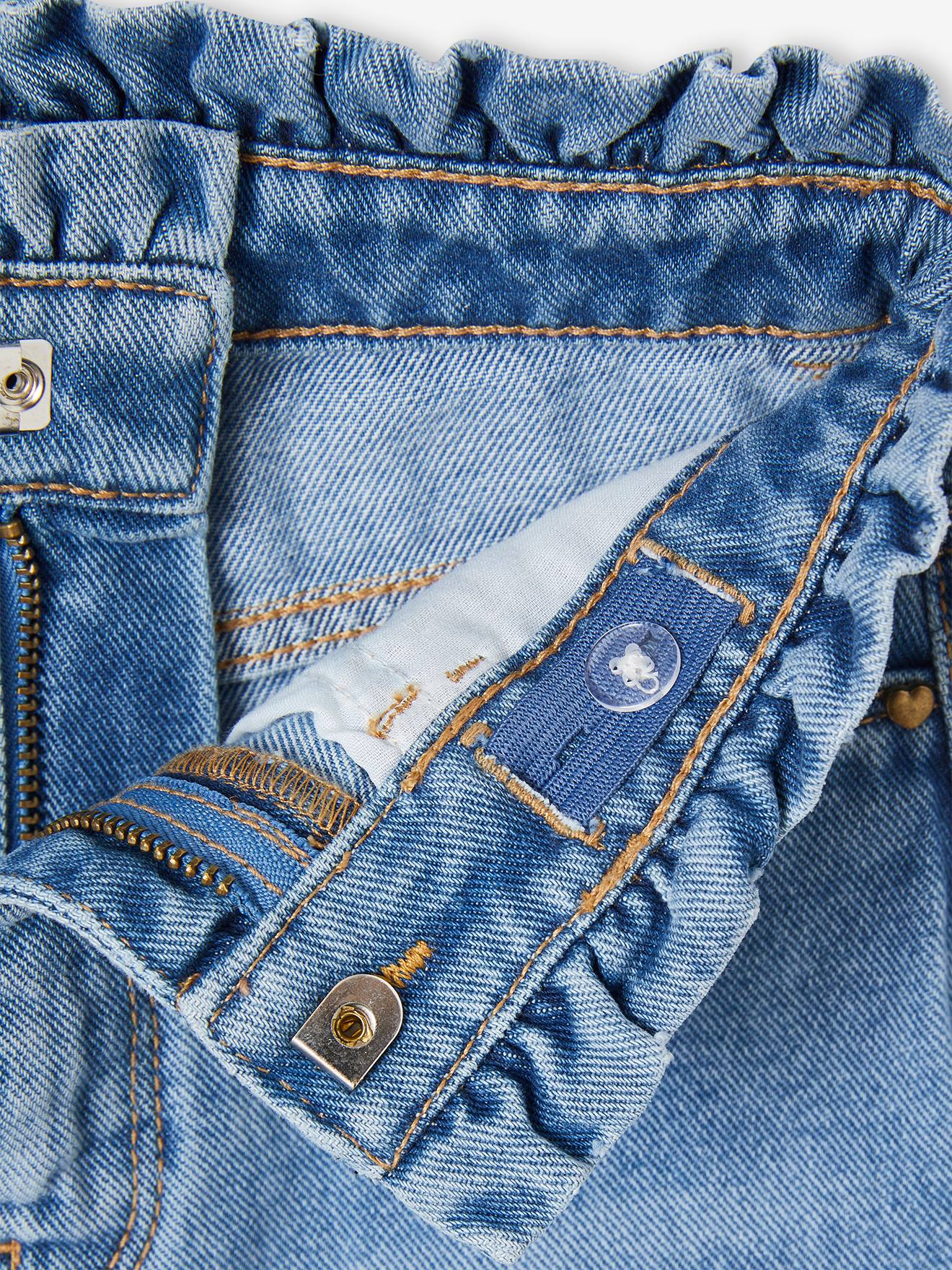 Vertbaudet Mädchen Mom-fit-Jeans - grauer denim