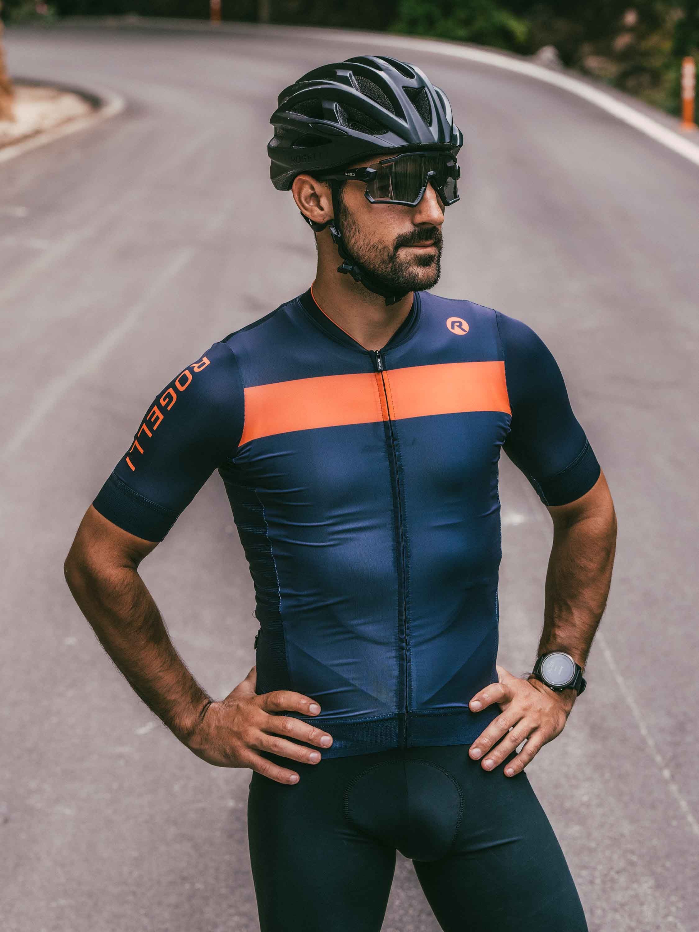 Rogelli Prime Blau/Orange Herren Radtrikot Kurzarm