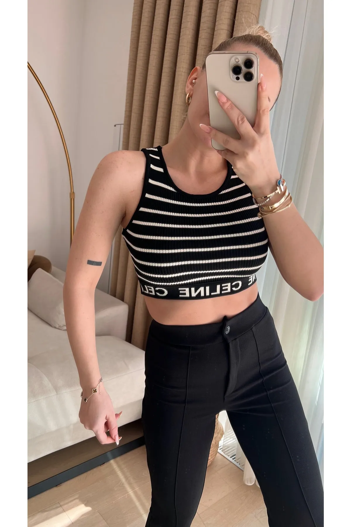 onze  Gestreiftes Crop-Bustier