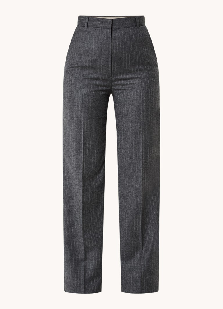 Ριχτό παντελόνι MaxMara Gong από παρθένο μαλλί με ψηλή μέση και ρίγα