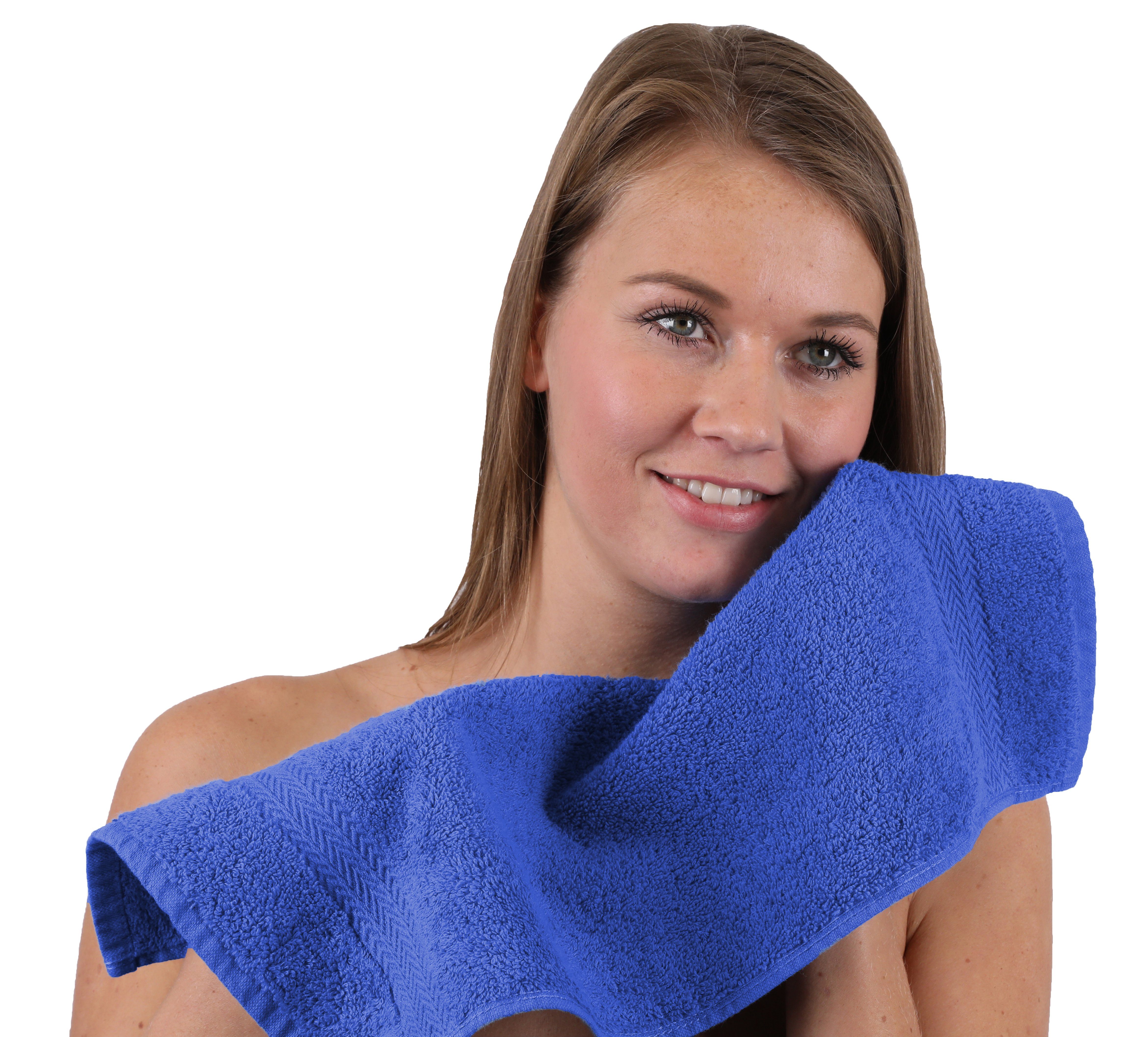 Betz Handtuch Set 10-TLG. Handtuch-Set Premium Farbe Royalblau & Gelb, 100% Baumwolle, (10-tlg)