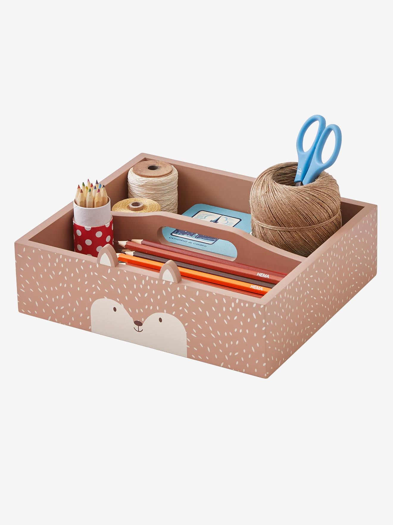 Rangement à crayons/feutres en bois Renard terracotta