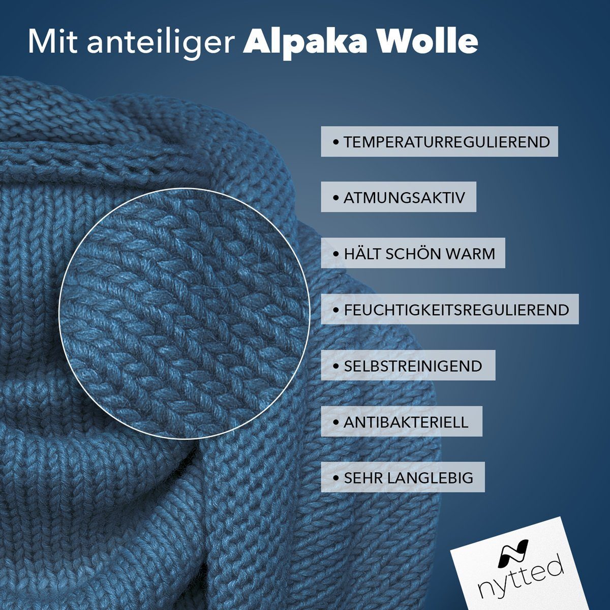 NYTTED® Dreieckstuch gestrickt mit feinster Alpaka Wolle für Damen & Herren