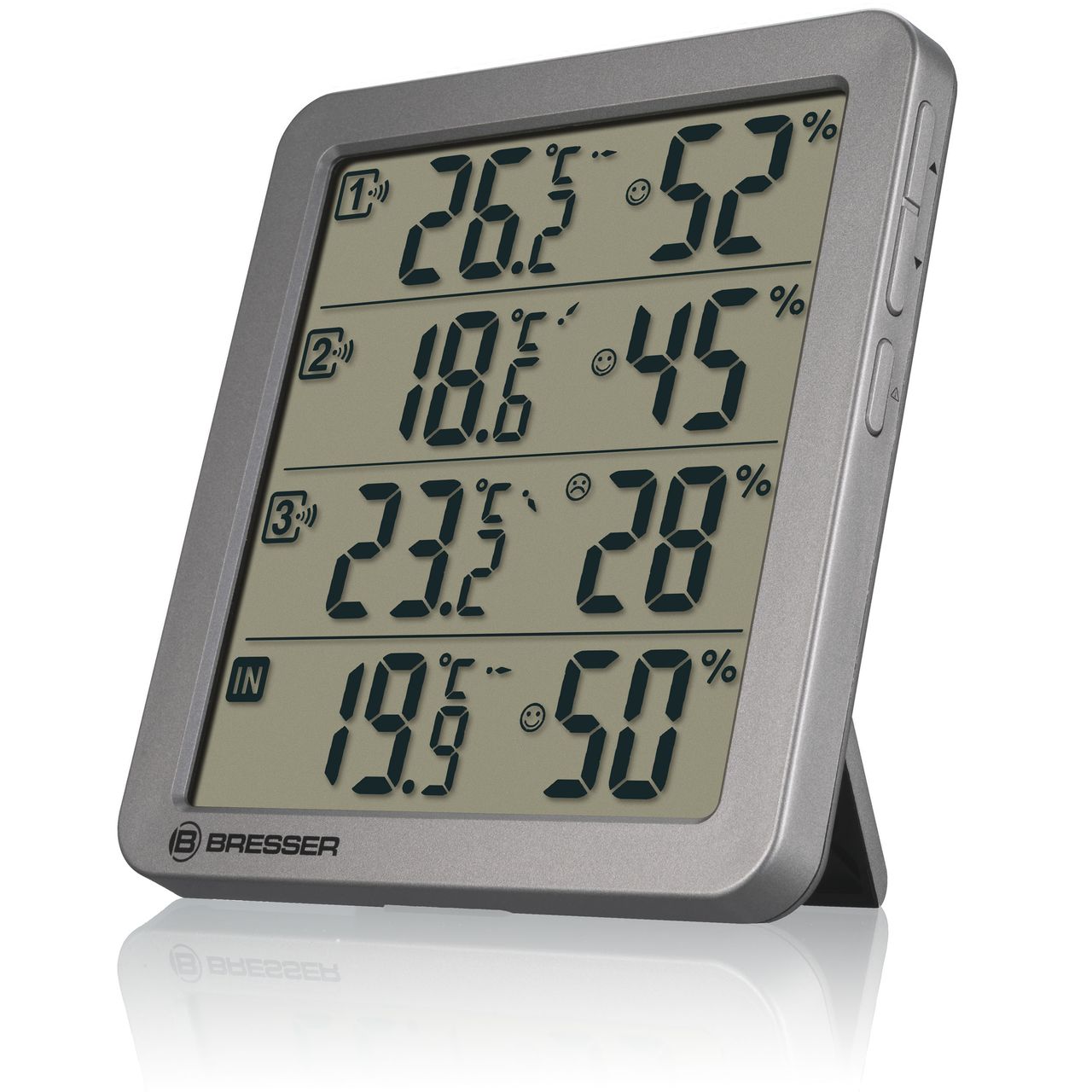 Bresser Quadro NV Thermo-/ Hygrometer anthrazit Zimmerthermometer Luftfeuchtigkeitsmessgerät