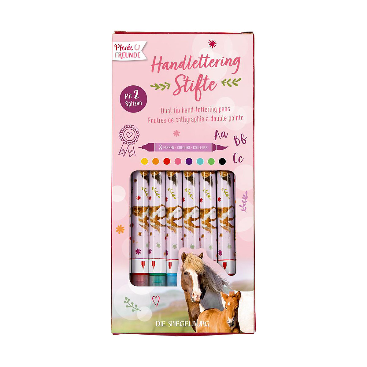 Doppelfasermaler Pferdefreunde Handlettering, 8 Stifte