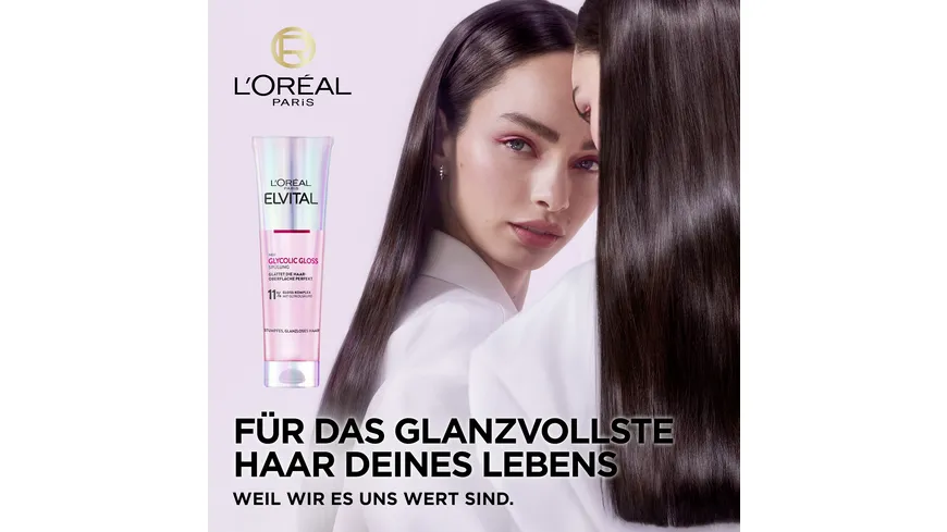 L'Oréal Paris Elvital Glycolic Gloss Spülung - Glättet das Haar und sorgt für Geschmeidigkeit und intensiven Glanz 150 ml