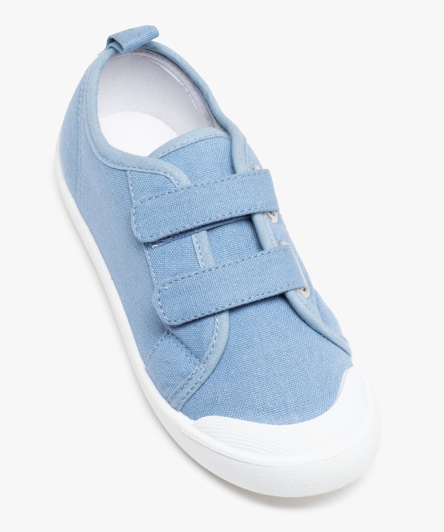 Baskets Garçon en toile unie à bout renforcé et scratchs bleu | GEMO