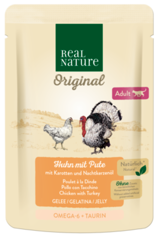 REAL NATURE Nassfutter REAL NATURE Original Adult 12x85g Huhn mit Pute, in Gelée